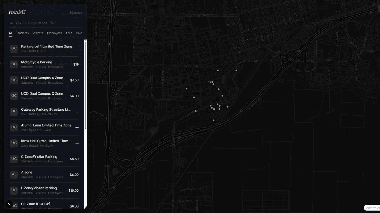 RevAMP — UC Davis Parking screenshot 1